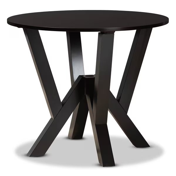 Irene Dark Brown Finished 35-Inch-Wide Round Wood Dining Table, Baxton Studio, Mfr#: 169-10900